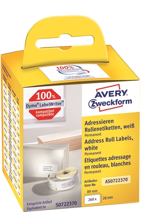 Avery etykieta na rolce, 89 x 28 mm, 2 x 130 szt.